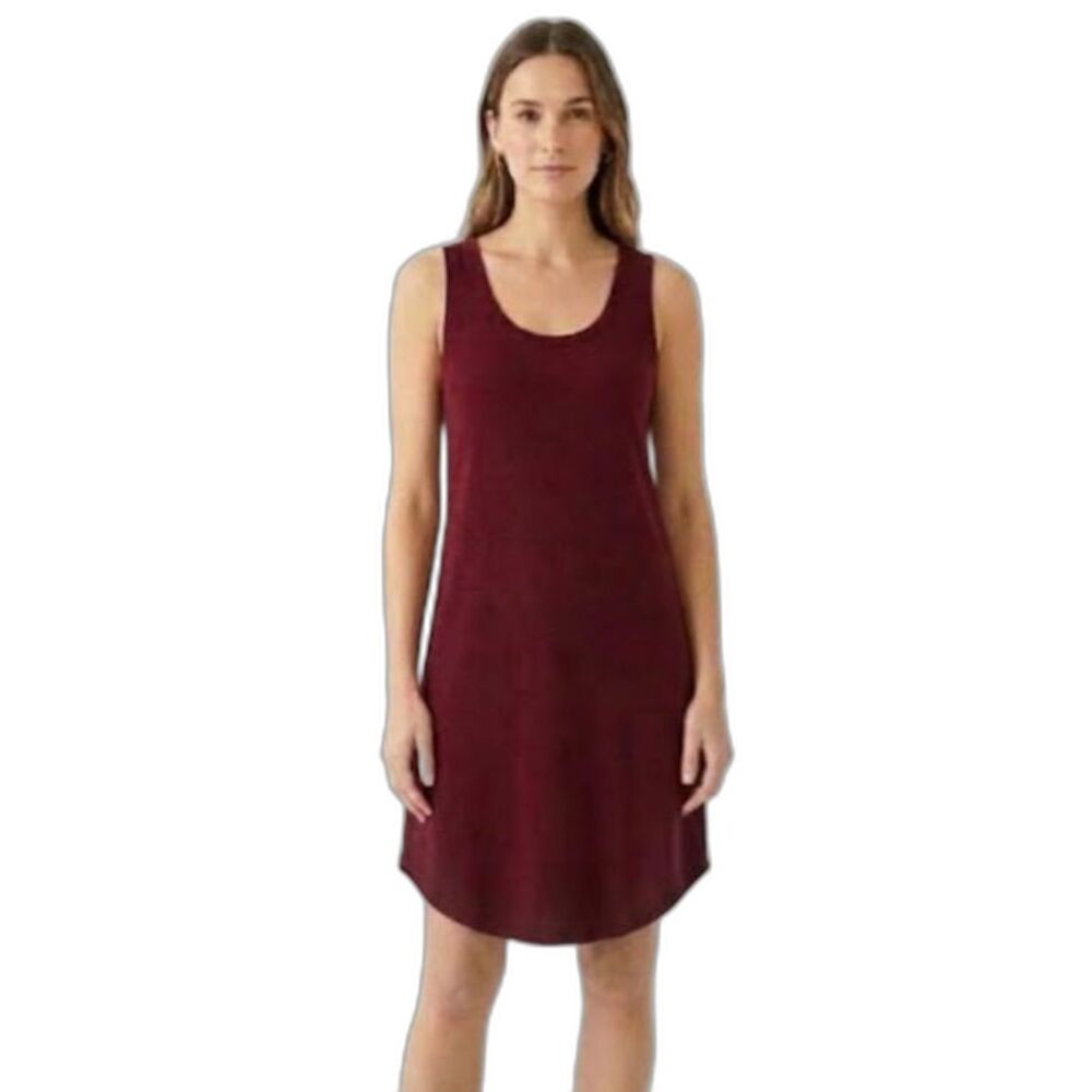 Leith Women's Burgundy Sleeveless Swing A-Line Knee Length Dress Size M